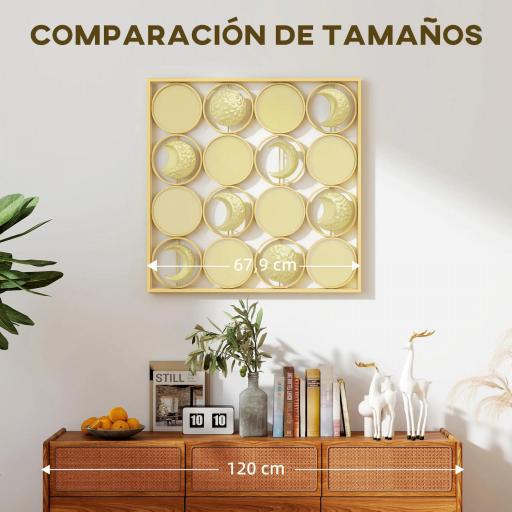 Decoración de Metal para Pared de Fases Lunares Multidireccional con 16 Discos Dorado [7]