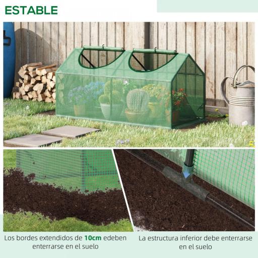 Invernadero de Exterior 120x60x60 cm Invernadero de Jardín con 2 Ventanas Enrollables Cubierta de PE 140g/㎡ y Marco de Acero Impermeable Anti-UV para Cultivo de Plantas Verduras Verde [5]