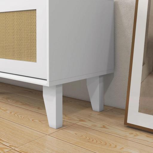 Mueble de TV de Salón Mesa para Televisores de hasta 55" con 2 Puertas de Ratán Estante Ajustable 120x35x46 cm Blanco [7]