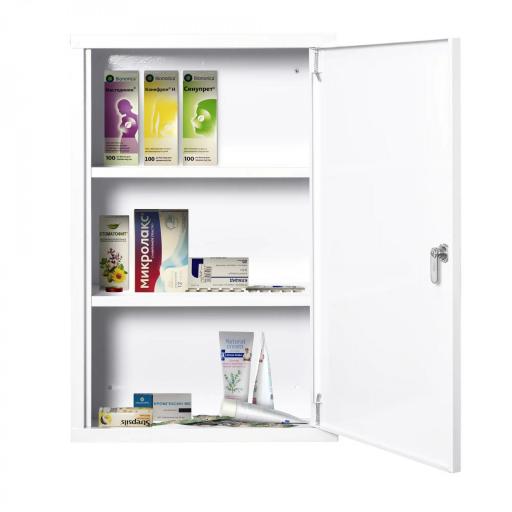 Botiquín de Pared de Metal con 3 Estantes y Cierre con Llave Armario de Medicamentos 40x18x60 cm Blanco [8]