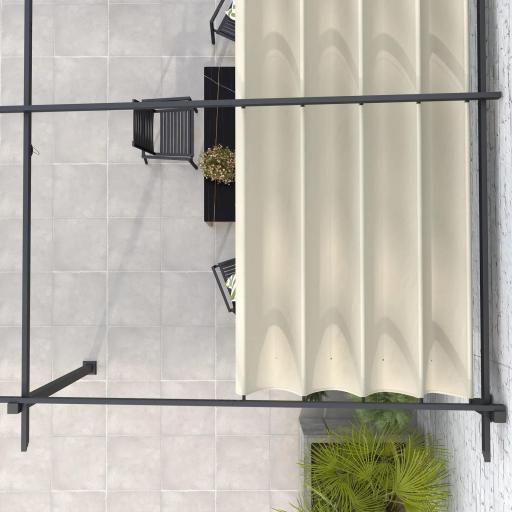 Pérgola 4x3 m Cenador de Jardín con Techo Retráctil de Poliéster y Marco de Acero Crema y Gris Oscuro [7]