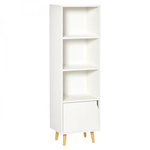 Estantería para Libros con 3 Estantes Abiertos Cajón Librería Moderno para Almacenamiento Juguetes 40x30x129,5 cm Blanco [9]