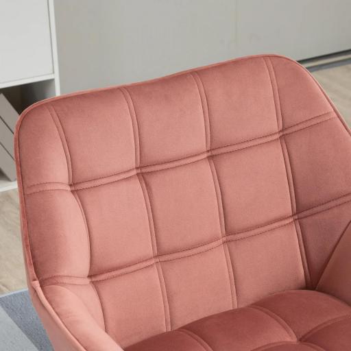 Butaca de Salón Moderna Tapizado en Terciopelo con Asiento Ancho Patas de Madera Sillón Relax para Sala de Estar Rosa [6]