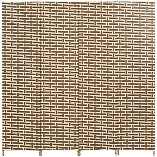 Biombo Separador de Ambientes de 4 Paneles Plegables de Madera de Pino y Fibra de Papel 180x180cm Marrón y Blanco [9]
