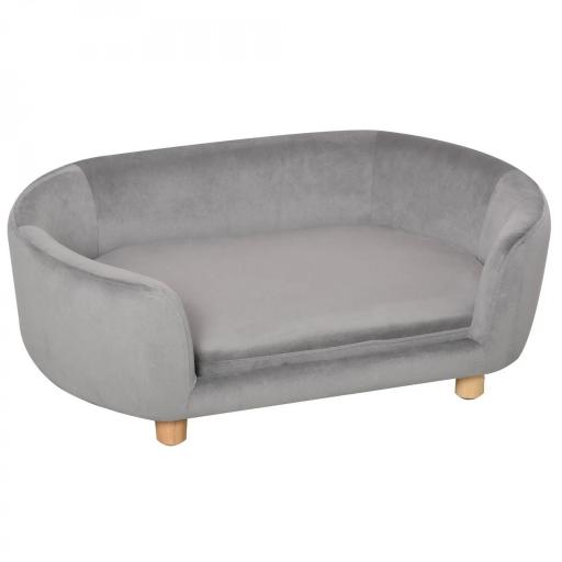 Sofá para Perros Pequeños con Patas de Madera Funda Lavable y Cojín Desmontable 86x55x33 cm Gris Claro [9]