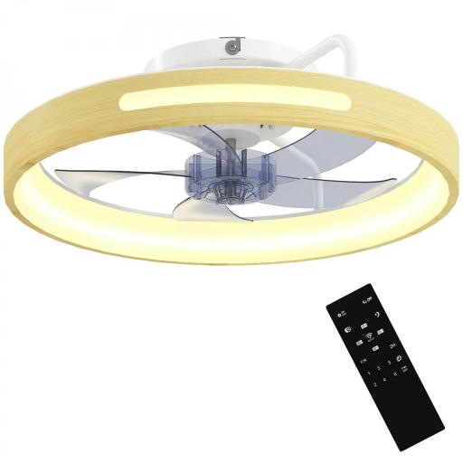 Ventilador de Techo con Luz LED 40 W Motor DC Reversible Mando a Distancia 6 Velocidades 3 Colores Temporizador Natural [5]