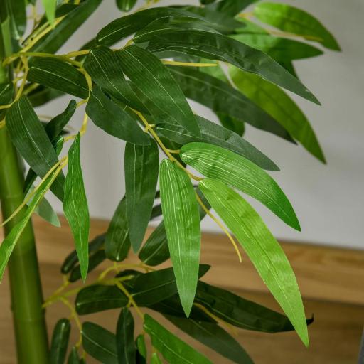 Árbol de Bambú Artificial Planta Artificial con 975 Hojas y Maceta Decorativa para Hogar Salón 160 cm Verde [7]