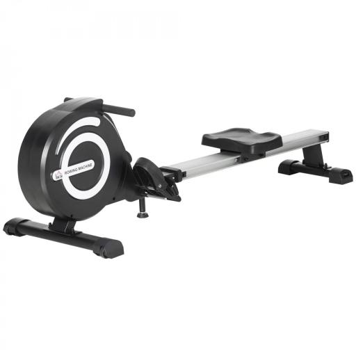 Máquina de Remo Plegable con Resistencia Ajustable Volante de 4kg y Monitor LCD Carga 120kg 185x58x57 cm Negro y Plata [9]
