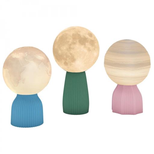 Juego de 3 Lámparas de Mesita de Noche 3D con 3 Colores Brillo Ajustable en 10 Niveles Conexión USB Blanco [9]