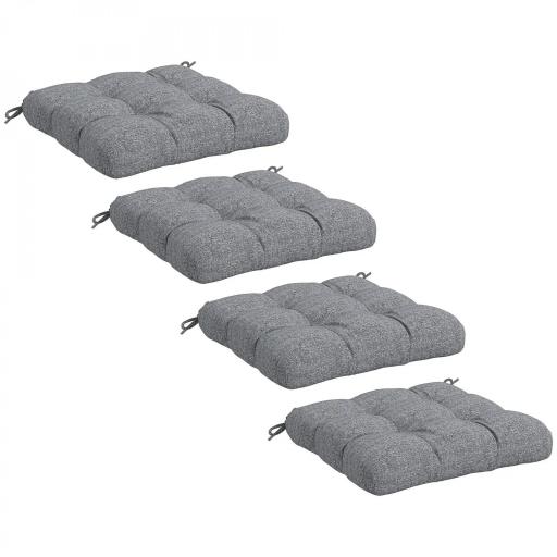 Conjunto de Cojines para Sillas de Comedor y Jardín Impermeable y Anti-UV con 2 Cordones de Fijación 48x48x10 cm Gris [8]