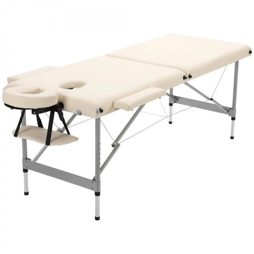 Camilla de Masaje Plegable con Altura Ajustable en 7 Posiciones Reposacabezas y Apoyabrazos 186x71x62-83 cm Beige [5]