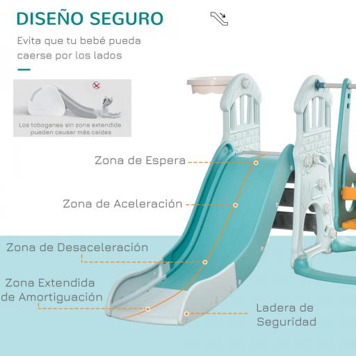  5 en 1 Tobogán y Columpio para Niños +18 Meses con 2 Canastas de Baloncesto Portería Fútbol con Asiento Ajustable Parque Infantil Interior y Exterior 210x186x133 cm Multicolor [4]