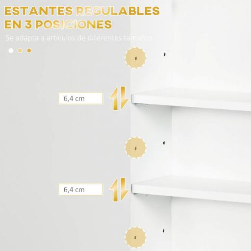 Mueble para Baño Suspendido con 1 Asa de Acero y Estantes Ajustables Estilo Moderno 40x15x60 cm Blanco [3]