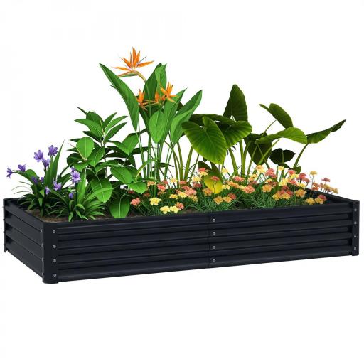 Jardinera Elevada Rectangular de Acero Galvanizado para Cultivar Plantas Flores Hierba 180x90x30 cm Gris Oscuro [8]