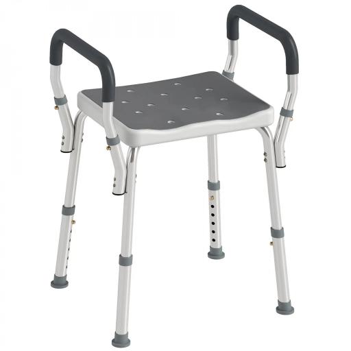 Taburete de ducha con Altura Ajustable para Personas Mayores o con Movilidad Reducida 52x45x69 cm Asiento Blanco y Gris [8]