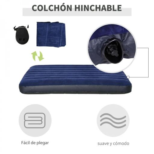 Cama Doble de Camping Plegable con Tienda de Campaña 4 en 1 Cama de Campamento Elevada con Colchón Hinchable y Bolsa de Transporte Tela Oxford Acero 193x145x180 cm Verde [3]