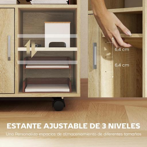 Mueble para Impresora con Ruedas Multifuncional con Estantes con Amplio Espacio de Almacenaje 60x50x65,5 cm Natural [5]