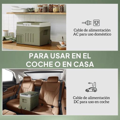 Nevera Portátil Eléctrica 30L Refrigerador de Coche 12V/24V -20℃ a +20 ℃ con Pantalla LED Táctil 61x39x41,5 cm Verde [7]