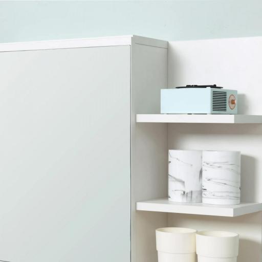 Armario con Espejo para Baño con 3 Estantes Abiertos y 1 Estante Interior Estilo Moderno 60x18x50 cm Blanco [4]