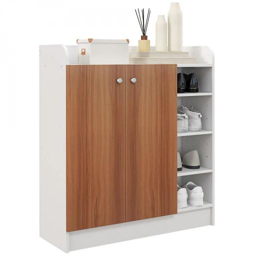 Armario Zapatero Moderno con 2 Puertas Estantes Ajustables para 12 Pares de Zapatos para Pasillo 83x30x90 cm Natural [8]