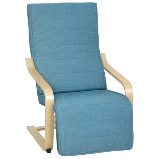 Sillón de Salón con Reposapiés Ajustable Butaca Tapizada en Lino Sintético para Oficina Dormitorio 66,5x94x100cm Azul [9]