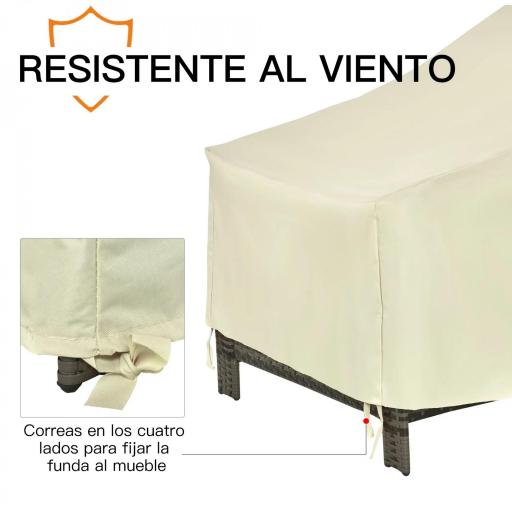 Funda Protectora para Muebles de Jardín 68x87x77cm Funda de Tela Oxford 600D Impermeable para Patio Terraza Color Beige [8]