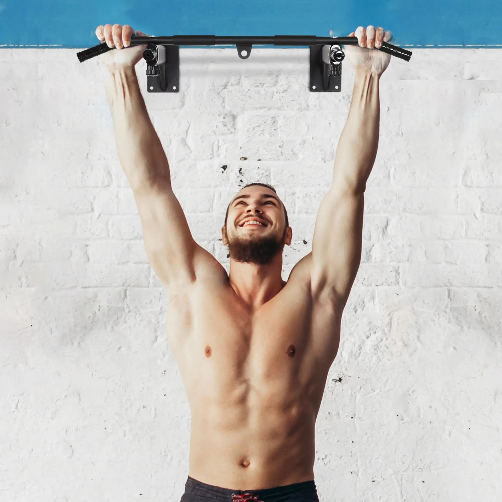 Barras de Dominadas para Pared Colgador de Saco de Boxeo 2 en 1 Entrenamiento Muscular Pull Up para Casa Carga Máxima 150 kg Negro