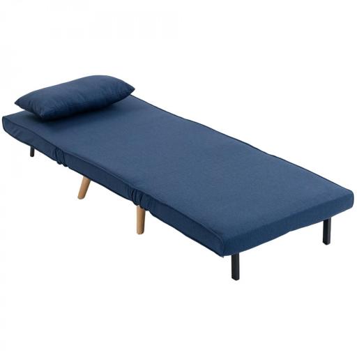Sofá Cama Individual Plegable con Respaldo Ajustable 5 Posiciones Sillón Cama Tapizado con Cojín 72x75x85 cm Azul [8]