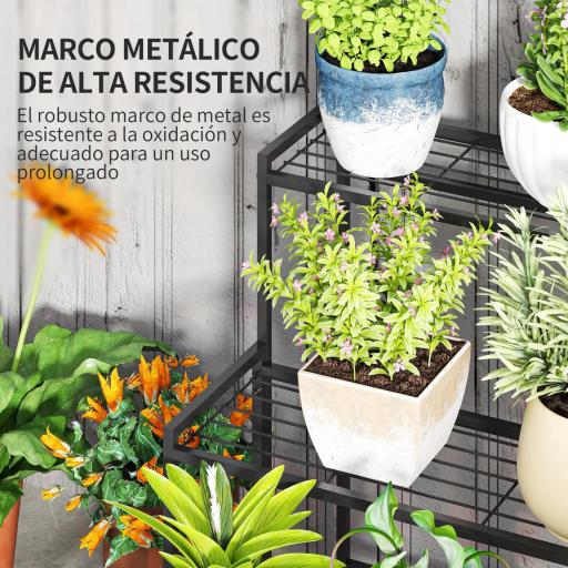 Soporte para Plantas de Tres Niveles con Diseño en Escalera y Estructura Metálica Resistente para Interior y Exterior [5]