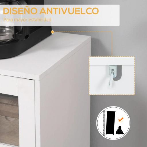 Aparador de Cocina con 3 Puertas de Vidrio y Botellero en Forma X para 4 Botellas 90x37x75 cm Blanco [2]