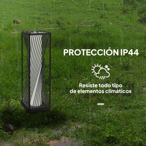 Lámpara de Jardín de Ratán Sintético con Luces LED Encendido y Apagado Automático Impermeable 22x22x77 cm Gris [6]