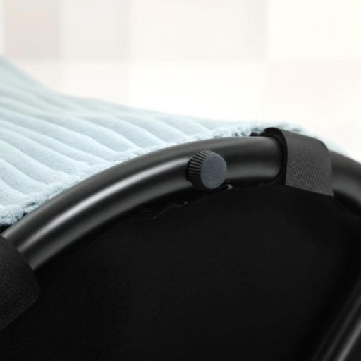 Puff con Almacenaje Redondo Tapizado en Pana con Estructura de Acero Estable y Acolchado Suave Ø40x41 cm Azul Claro [1]