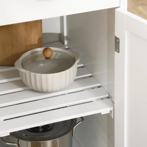 Carro de Cocina con Ruedas Carrito de Servicio con 1 Cajón Estantes Extraíbles y Botellero 76x48x88 cm Blanco [5]