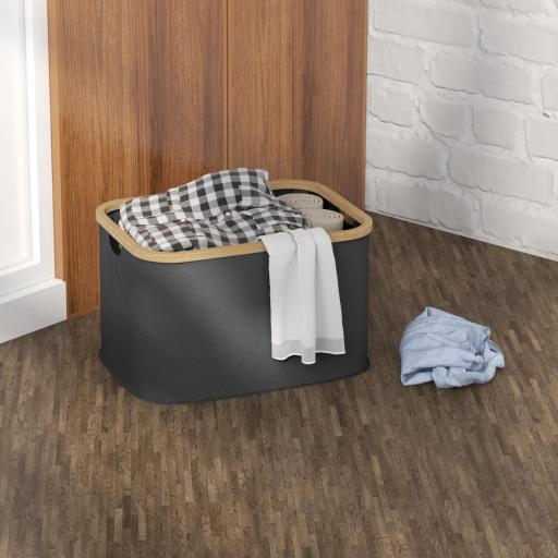 Cesto de la Ropa Sucia Plegable 36 L con Asas para Baño Dormitorio Lavadero 44,3x33,3x26,5 cm Negro [4]