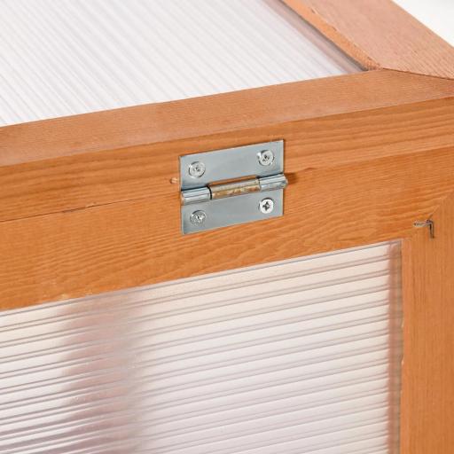 Invernadero de Jardín de Madera y Policarbonato Invernadero Vivero Casero con 3 Estantes 2 Puertas y Tapa Abatible para Cultivo de Plantas Terraza Patio 76x47x110 cm Natural [6]