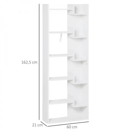 Estantería de 6 Niveles Librería Vertical de Forma Irregular Diseño Moderno Sistema Antivuelco 60x21x162,5 cm Blanco [3]