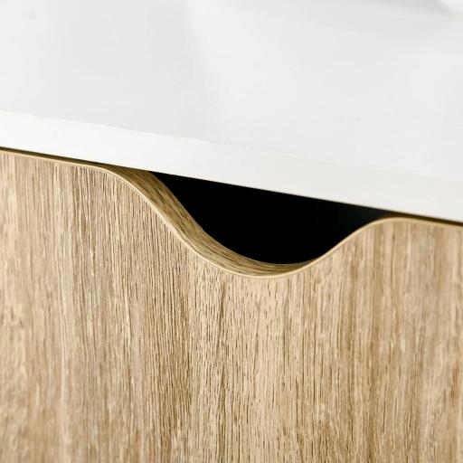 Estantería en Forma de Escalera de Madera Librería con 3 Estantes y 1 Armario de Almacenaje 60x40x171 cm Roble y Blanco [6]