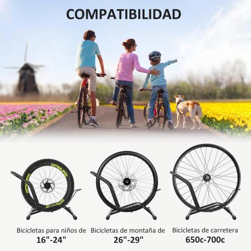 Soporte para Bicicletas de Acero Aparca Bicis de Suelo Portátil para Interior y Exterior 59x41x38 cm Negro [4]