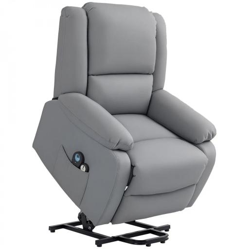 Sillón Levanta Personas Eléctrico con 8 Punto de Masaje Función de Calentamiento 2 Controles Remotos y Bolsillo Gris [8]