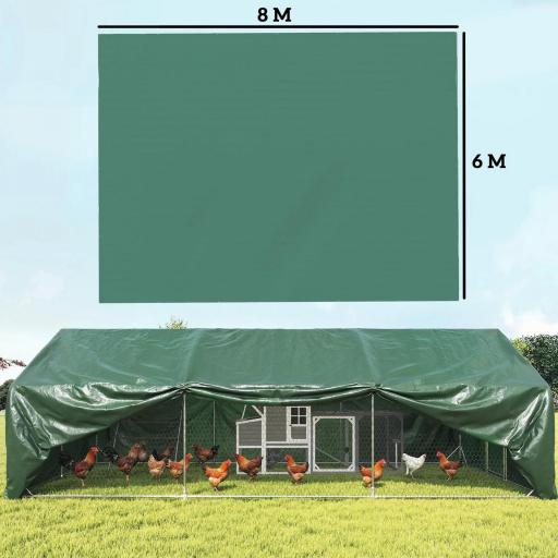 Lona Impermeable Exterior 6x8 m Toldo PE 90 g/m² Protección UV con Ojales Reforzados para Leña Muebles de Jardín Verde [4]