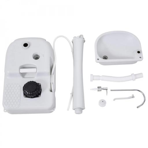 Lavamanos Portátil Estación de Lavado para Actividades al Aire Libre y Camping con Tanque de Agua de 17L Dispensador de Jabón Toallero y 2 Ruedas HDPE para Eventos, Reuniones Gris Claro [7]