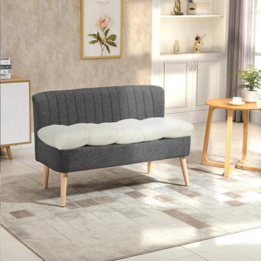 Cojín para Banco de 2 Plazas para Interior y Exterior con 8 Puntadas para Sillas Sofás 110x48x8 cm Crema [4]