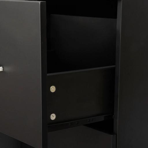 Cajonera de Oficina Mueble Auxiliar con 2 Cajones Cierre con Llave para Estudio Despacho 43x45x72 cm Negro [6]
