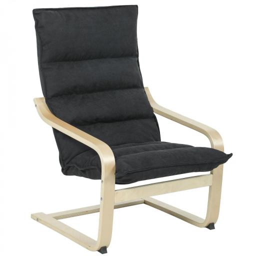 Sillón de Salón Moderno con Respaldo Alto Acolchado Patas de Madera y Tapizado en Terciopelo 67x83x105 cm Negro [10]