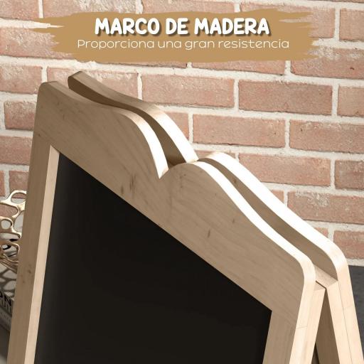 Pizarra Caballete Doble con Marco de Madera Plegable con 8 Tizas Líquidas y 6 Plantillas 51x42x101 cm Natural [4]