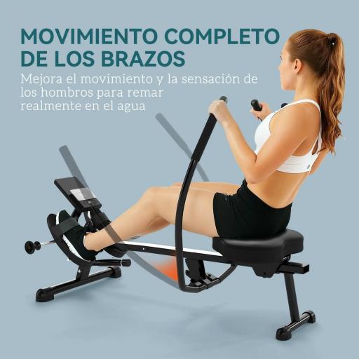 Máquina de Remo para Casa con 12 Niveles de Resistencia Hidráulica Pantalla LCD para Entrenaminto en Gimnasio Negro [3]