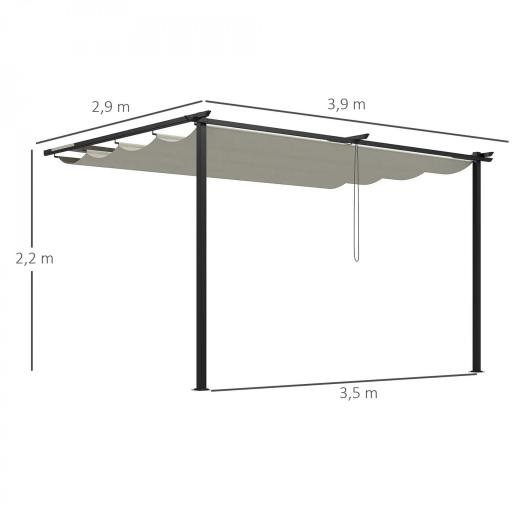 Pérgola de Pared para Exterior con Techo Retráctil para Patio Terraza Jardín 390x290x220 cm Crema [1]