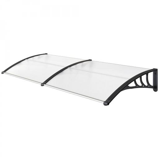 Tejadillo de Protección 195x75 cm Marquesina de Exterior con Paneles de Policarbonato Barras de Aluminio Transparente [8]