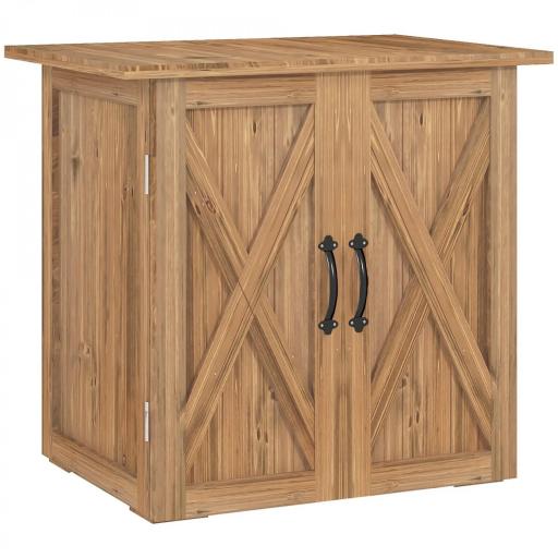 Caseta de Jardín Exterior de Madera con 2 Puertas Magnéticas para Almacenamiento de Herramientas 77x55x72 cm Marrón [8]