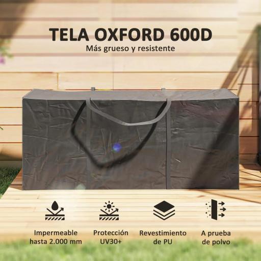 Bolsa de Almacenamiento para Cojines de Jardín Impermeable 720L Oxford Resistente con Asas 125x40x55cm Negro [2]